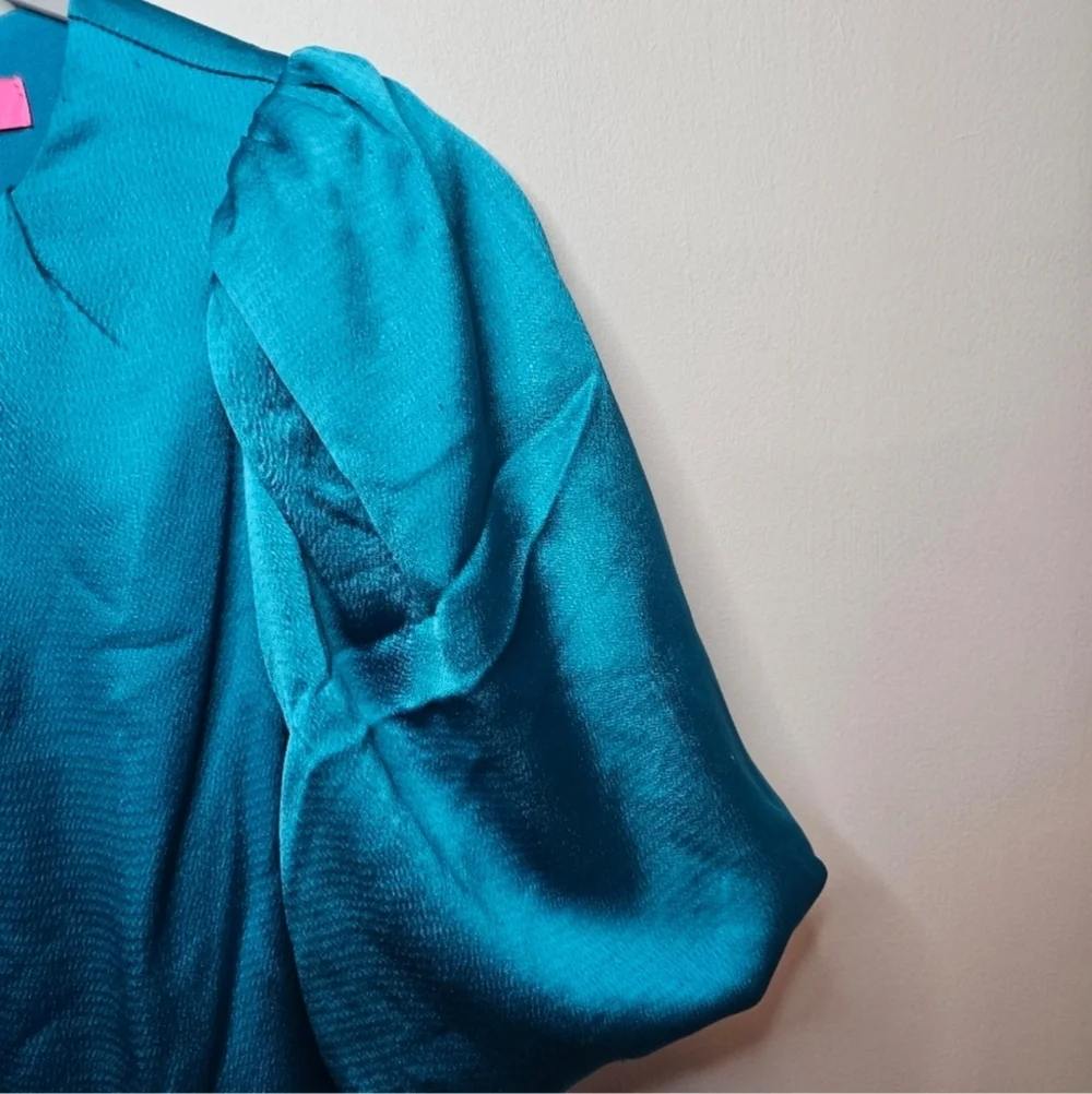 ​NWT Lilly Pulitzer Blakelynn Blue Rhapsody Puff Sleeve Blouse Peplum Top 2